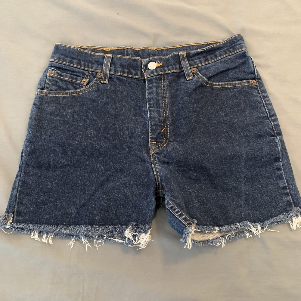 Vintage Levi's 517 Shorts Juniors‎ 11 JR. S Blue Denim Cutoff Frayed Hem USA